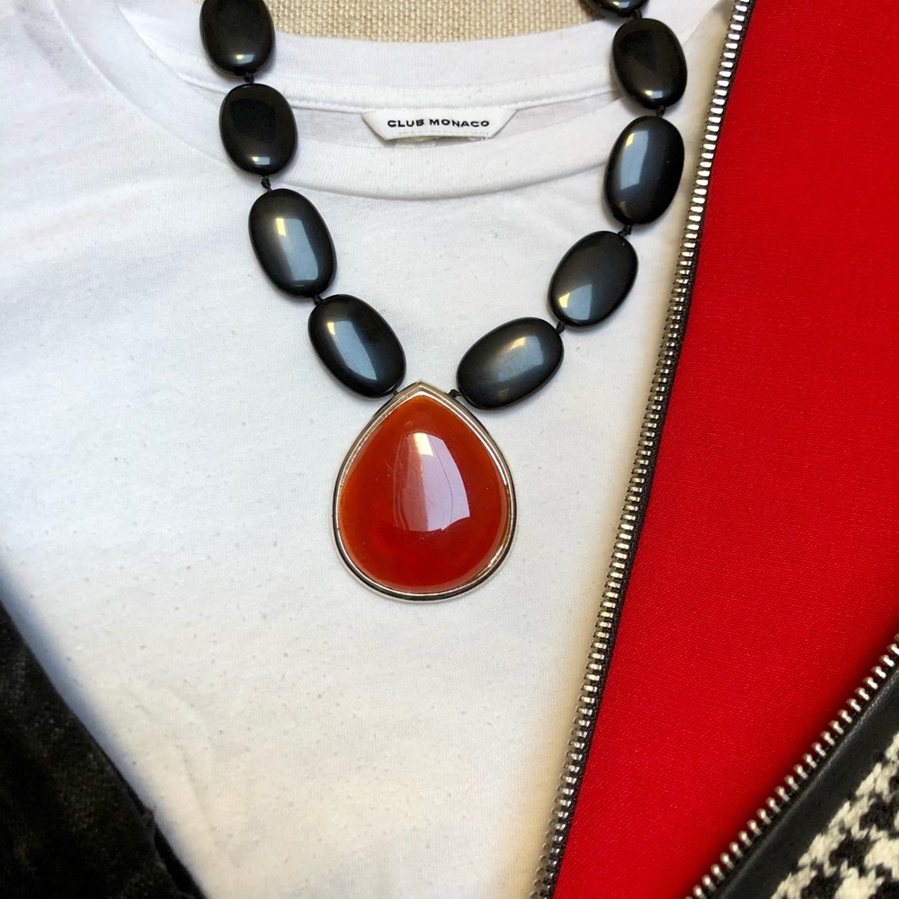Alfani red black necklace costume jewelry